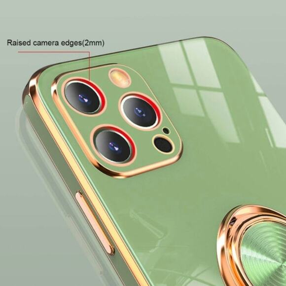 iPhone 11 Pro Max Case Ring Holder Case Gold Edge TPU Protective 6.5 Inch s6 - Picture 3 of 6